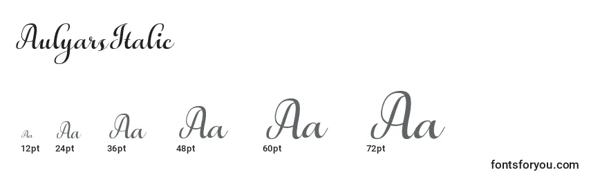 Размеры шрифта AulyarsItalic