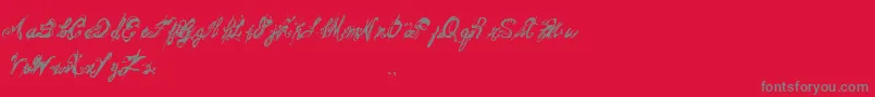MitsoukosRegular-Schriftart – Graue Schriften auf rotem Hintergrund