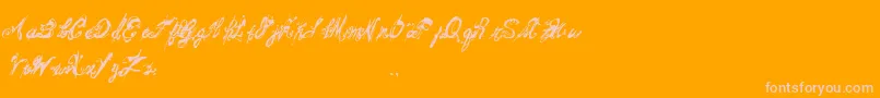 MitsoukosRegular-fontti – vaaleanpunaiset fontit oranssilla taustalla