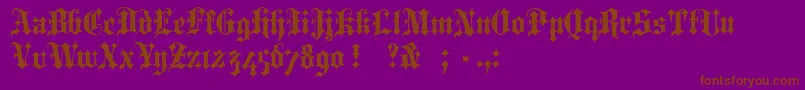 PortcullionBold-Schriftart – Braune Schriften auf violettem Hintergrund