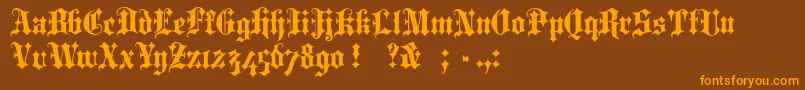 PortcullionBold-Schriftart – Orangefarbene Schriften auf braunem Hintergrund