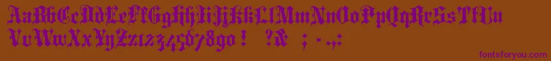 PortcullionBold-Schriftart – Violette Schriften auf braunem Hintergrund