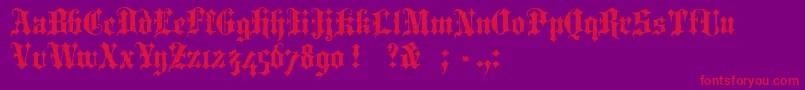 PortcullionBold Font – Red Fonts on Purple Background