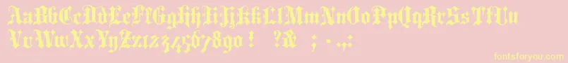 PortcullionBold-Schriftart – Gelbe Schriften auf rosa Hintergrund