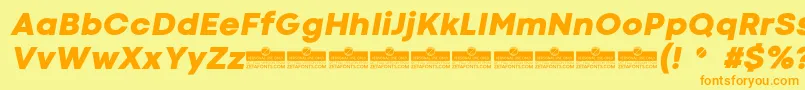 CodecColdHeavyItalicTrial Font – Orange Fonts on Yellow Background