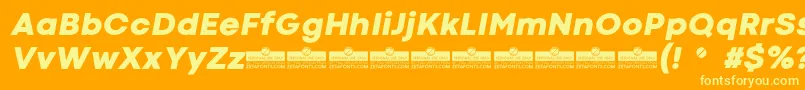 Шрифт CodecColdHeavyItalicTrial – жёлтые шрифты на оранжевом фоне