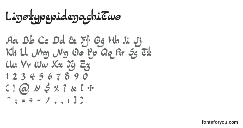 Czcionka LinotypepidenashiTwo – alfabet, cyfry, specjalne znaki