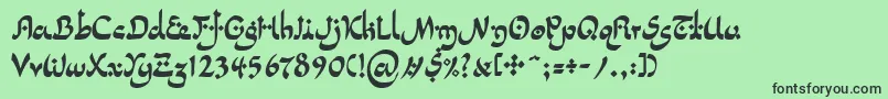 フォントLinotypepidenashiTwo – 緑の背景に黒い文字