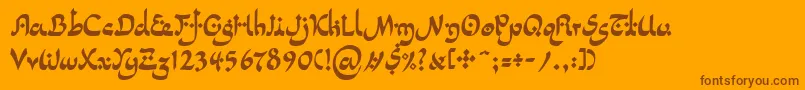 LinotypepidenashiTwo-Schriftart – Braune Schriften auf orangefarbenem Hintergrund