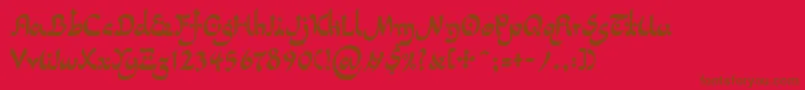 LinotypepidenashiTwo-Schriftart – Braune Schriften auf rotem Hintergrund