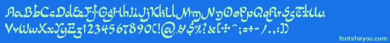 LinotypepidenashiTwo-Schriftart – Grüne Schriften auf blauem Hintergrund