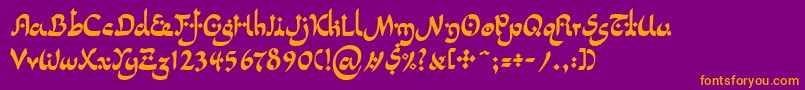 LinotypepidenashiTwo-Schriftart – Orangefarbene Schriften auf violettem Hintergrund
