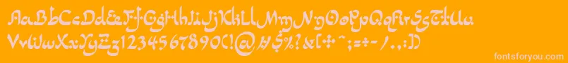 LinotypepidenashiTwo-fontti – vaaleanpunaiset fontit oranssilla taustalla