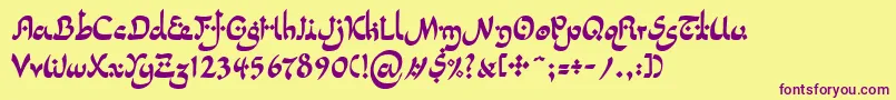 LinotypepidenashiTwo-Schriftart – Violette Schriften auf gelbem Hintergrund