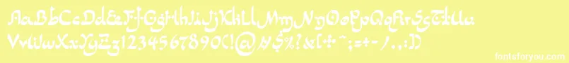 Шрифт LinotypepidenashiTwo – белые шрифты на жёлтом фоне