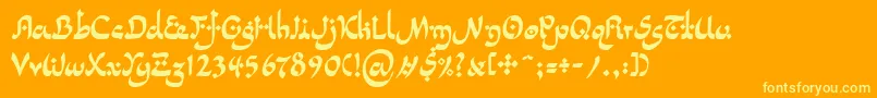LinotypepidenashiTwo-Schriftart – Gelbe Schriften auf orangefarbenem Hintergrund
