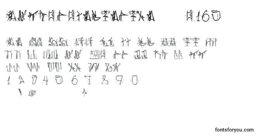 Czcionka AntroPofagiaPixaР°В¦o165 – alfabet, cyfry, specjalne znaki