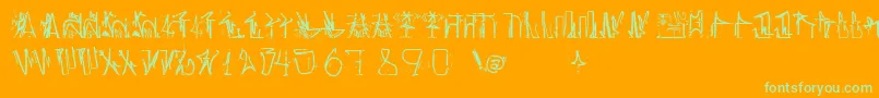 フォントAntroPofagiaPixaР°В¦o165 – オレンジの背景に緑のフォント