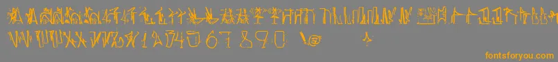 フォントAntroPofagiaPixaР°В¦o165 – オレンジの文字は灰色の背景にあります。