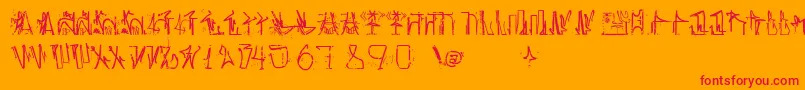 AntroPofagiaPixaР°В¦o165-Schriftart – Rote Schriften auf orangefarbenem Hintergrund