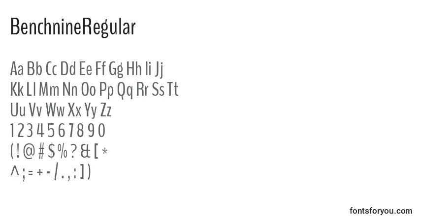 Czcionka BenchnineRegular – alfabet, cyfry, specjalne znaki