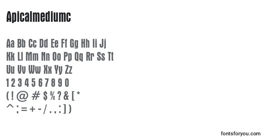 Czcionka Apicalmediumc – alfabet, cyfry, specjalne znaki