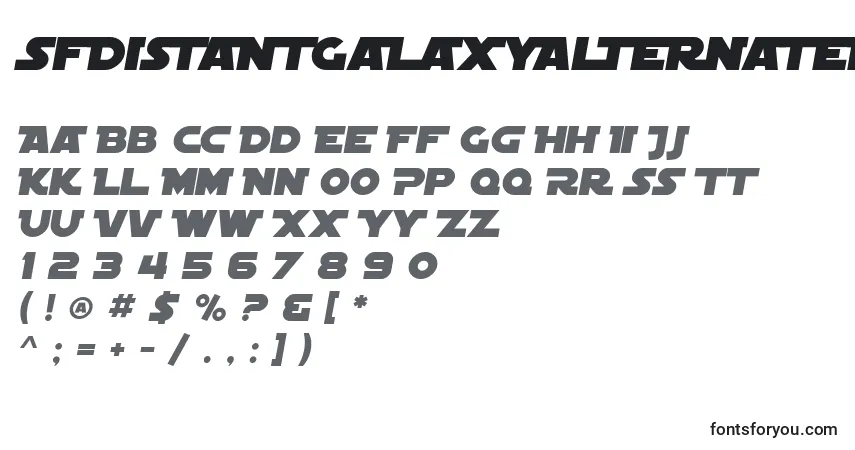 Fuente SfDistantGalaxyAlternateItalic - alfabeto, números, caracteres especiales