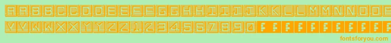 EnHollowTiles-Schriftart – Orangefarbene Schriften auf grünem Hintergrund