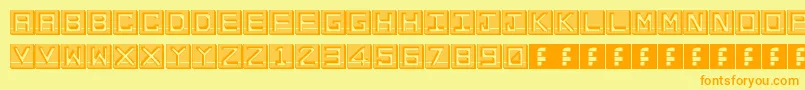 EnHollowTiles-Schriftart – Orangefarbene Schriften auf gelbem Hintergrund