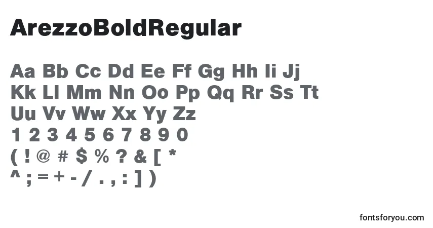 Czcionka ArezzoBoldRegular – alfabet, cyfry, specjalne znaki