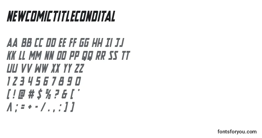 Schriftart Newcomictitlecondital – Alphabet, Zahlen, spezielle Symbole