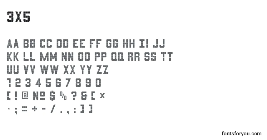 Schriftart 3x5 – Alphabet, Zahlen, spezielle Symbole