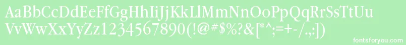 フォントGaramondbooknarrowgtt – 緑の背景に白い文字