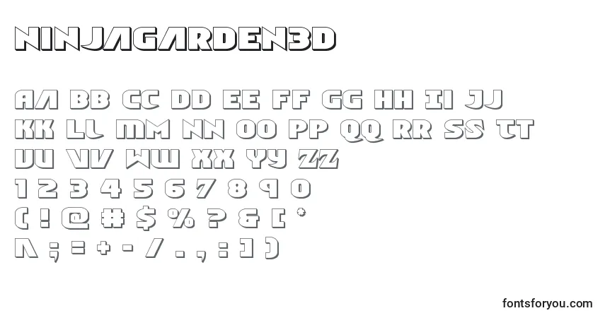 Czcionka Ninjagarden3D – alfabet, cyfry, specjalne znaki