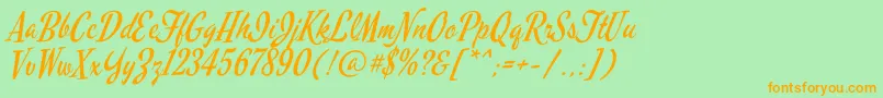 MervalescriptRegular Font – Orange Fonts on Green Background