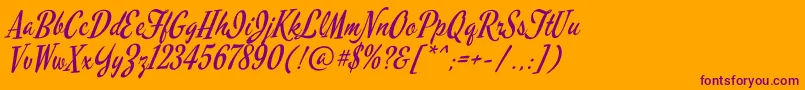 MervalescriptRegular Font – Purple Fonts on Orange Background