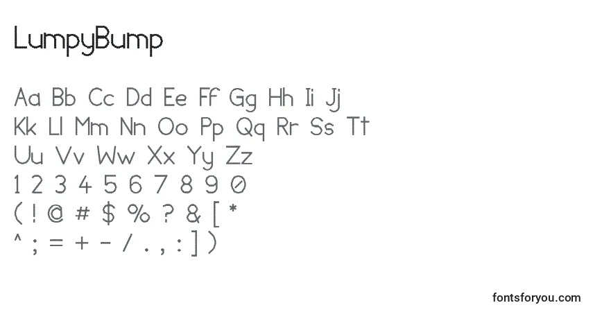 Fuente LumpyBump - alfabeto, números, caracteres especiales