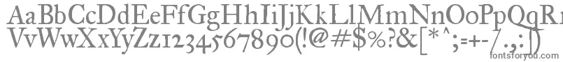 ImFellGreatPrimerRoman-fontti – harmaat kirjasimet valkoisella taustalla