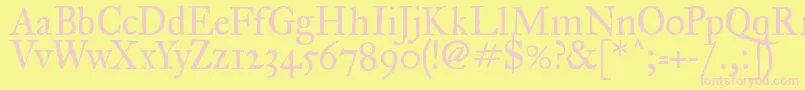 ImFellGreatPrimerRoman-fontti – vaaleanpunaiset fontit keltaisella taustalla