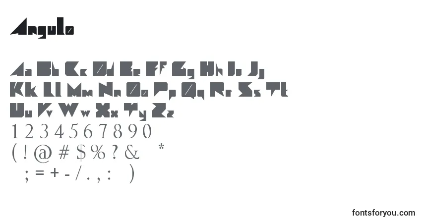 Schriftart Angulo – Alphabet, Zahlen, spezielle Symbole