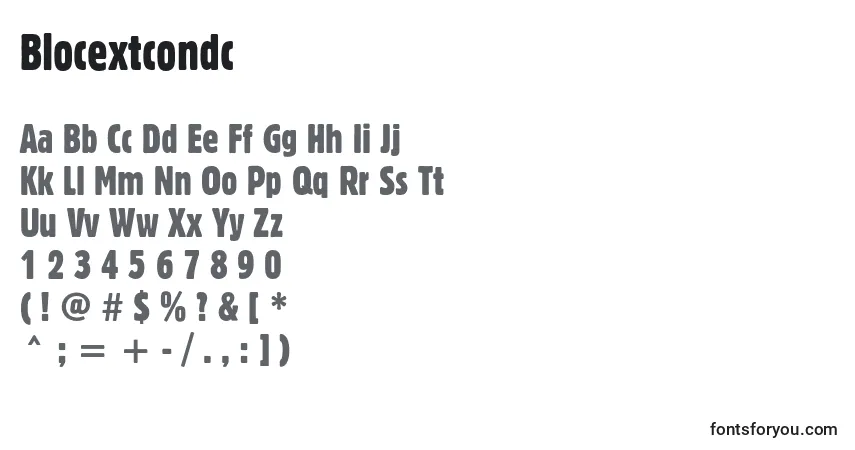 Fuente Blocextcondc - alfabeto, números, caracteres especiales