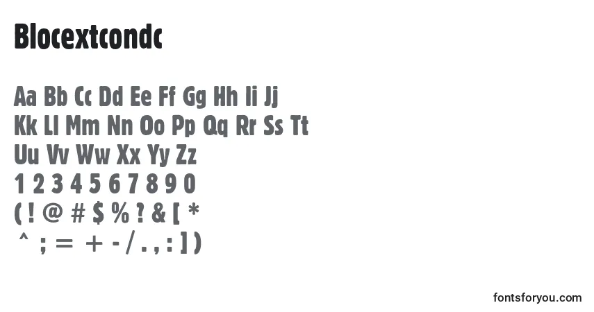 Blocextcondcフォント–アルファベット、数字、特殊文字