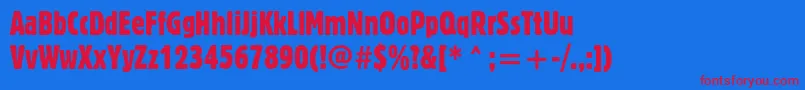 Blocextcondc Font – Red Fonts on Blue Background