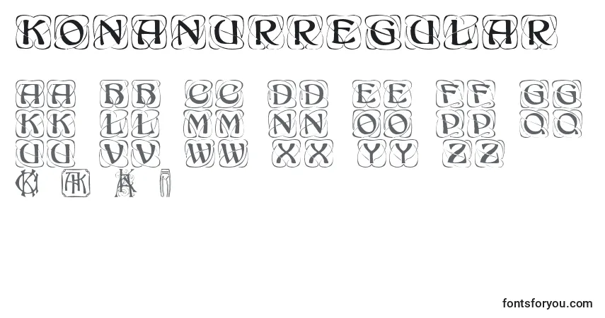 Czcionka KonanurRegular – alfabet, cyfry, specjalne znaki