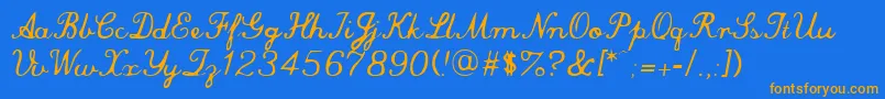 CommercialScript Font – Orange Fonts on Blue Background