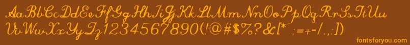 CommercialScript Font – Orange Fonts on Brown Background