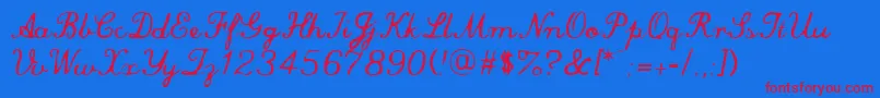 Czcionka CommercialScript – czerwone czcionki na niebieskim tle
