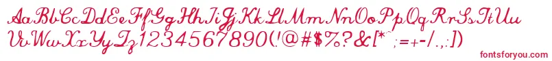 CommercialScript-Schriftart – Rote Schriften auf weißem Hintergrund