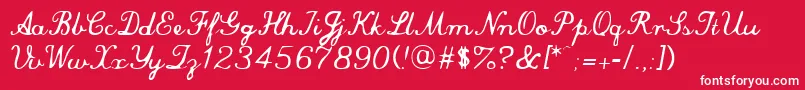 フォントCommercialScript – 赤い背景に白い文字