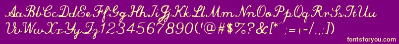 CommercialScript-Schriftart – Gelbe Schriften auf violettem Hintergrund